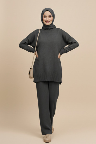 cemo Knitwear Tunic Trousers Hijab Suit