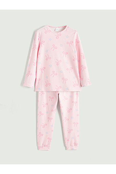 LC Waikiki Комплект пижама за момичета с кръгло деколте и панделка