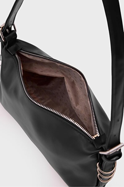 Shule Bags Loop Ring Detailed Baguette Bag Black