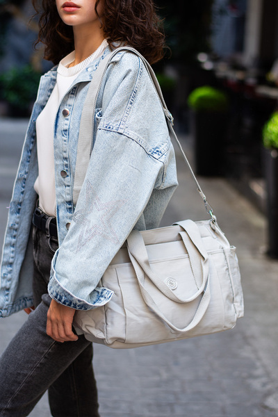 Sanmorris Su Geçirmez Kumaş 5 Bölmeli Hafif Çapraz Askılı ve Omuz Kadın Çantası