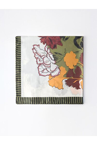 Jimmy Key Μικτό ριγέ υφαντό κασκόλ με φιγούρες λουλουδιών