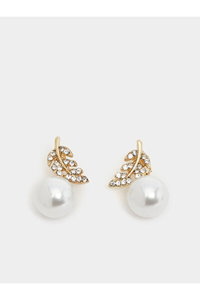 Styli أقراط متدلية من اللؤلؤ الصناعي على شكل أوراق الشجر