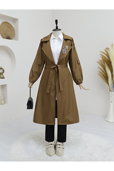 HİJABAYA Παλτό καμπαρντίνας με μανίκια με πέτρα με καρφίτσα