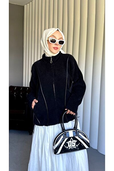 Thebomb Mira Zippered Angora Pocket Cardigan