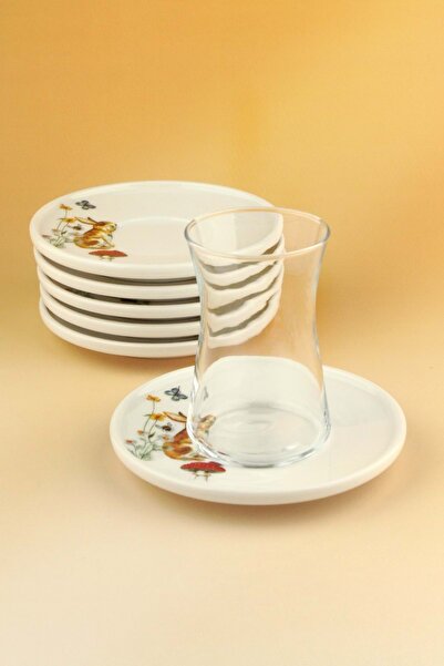 Bursa Porselen Dekor Rabbit12-Piece Porcelain Tea Set for 6 People