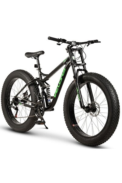 VELORS Bicicletă fat bike Duro 2.6 (ERB26309) 26 inch, suspensie completă, 21 de viteze, negru/verde