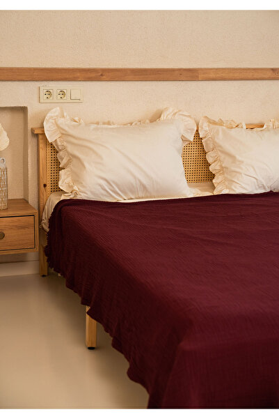 Monolisse طقم بطانية من القطن 100% مكون من 4 طبقات من الموسلين مزدوجة اللون عنابي 200 × 230 سم