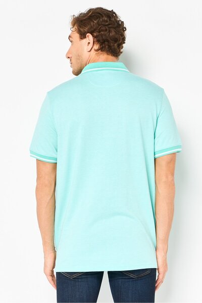 Chaps Men Regular Fit Birdseye Short Sleeve Polo Shirt, Pool Blue