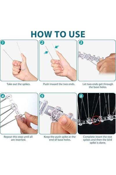 Generic Stainless Steel Bird Spikes with Plastic Base — Outdoor Bird Repellent (small birds & squirrels)
