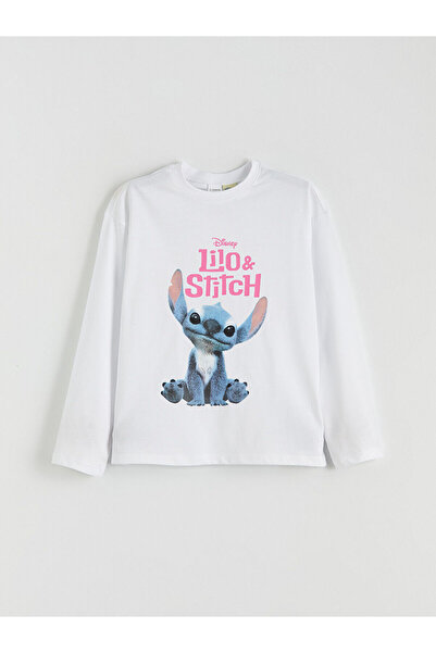 LC Waikiki guler rotund Set de pijamale pentru fete Stitch cu imprimeu