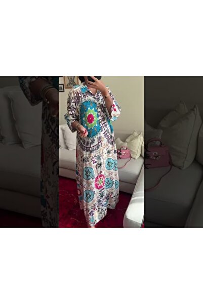 stellacloset New Arrival Cotton-Texture Long Dress with Circular Prints 2025