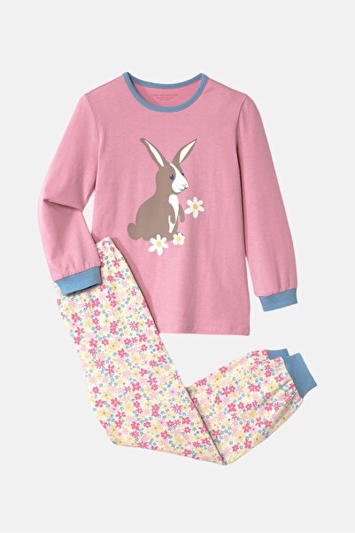 Tchibo Kid Girl 2 Pieces Graphic Print Top And Bottom Set, Pink Combo