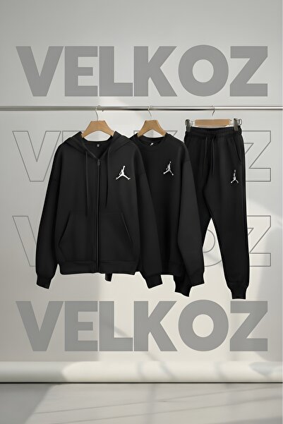 Velkoz Basket 3-Piece Winter (Zippered and Crew Neck Sweatshirt) Tracksuit Set