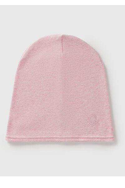 United Colors of Benetton Boy's Pink Logo Embroidered Thin Beanie