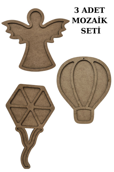toptanetkinlikboyama Mozaik Seti 3 Farklı Model Uçurtma - Balon - Melek Taş M...