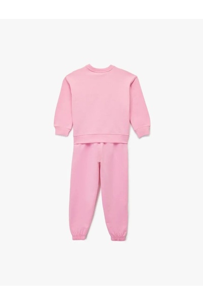 Koton Σετ αθλητικής φόρμας για κορίτσια με τύπωμα με μακρυμάνικο λαιμόκοψη επένδυση fleece