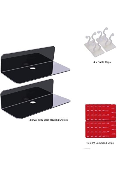 Generic Acrylic Floating Wall Shelves Set of 2,4,8 - Clear, Black, White (8, BLACK)