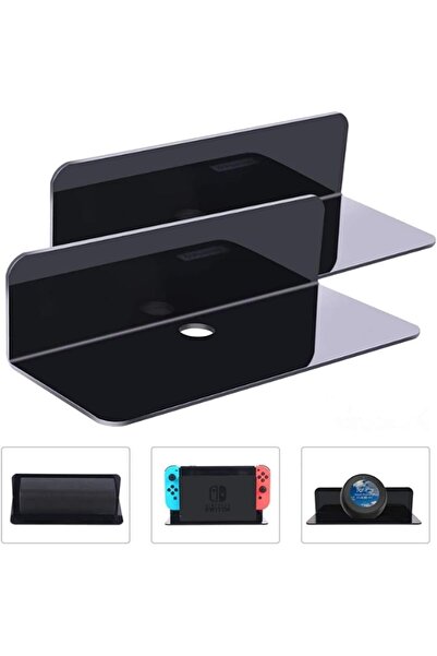 Generic Acrylic Floating Wall Shelves Set (2, Black) - Small Shelf for Bedroom, Bathroom, Kitchen, Living Ro