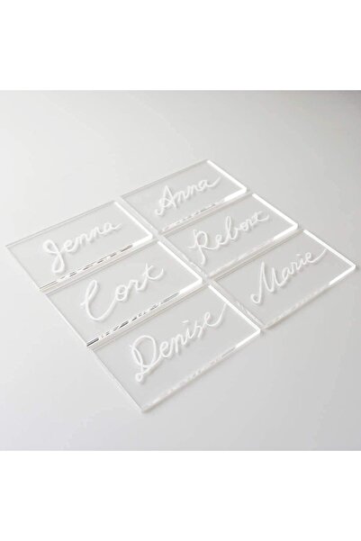 Generic 25 Pcs Clear Acrylic Place Cards - Blank Rectangle Wedding Name Cards