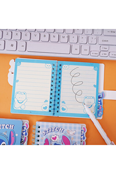 Generic 4PCS Stitch Cartoon Spiral Journal Set, 4PCS Mini Notebook with Sticker Flaps, Fun Stationery