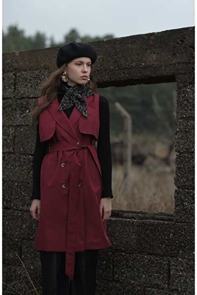 Fatma Atasoy Rüzgarlıklı Bordo Trenç Yelek