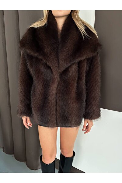 VESS MODA Model de damă cu blană de vulpe Jacquard haină de blană artificială