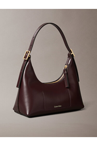 Calvin Klein Monogram Logo Emblem Leather Small Shoulder Bag