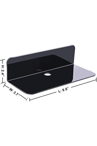 Generic Acrylic Floating Wall Shelves Set (2, Black) - Small Shelf for Bedroom, Bathroom, Kitchen, Living Ro