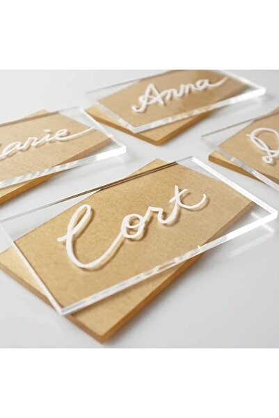 Generic 25 Pcs Clear Acrylic Place Cards - Blank Rectangle Wedding Name Cards