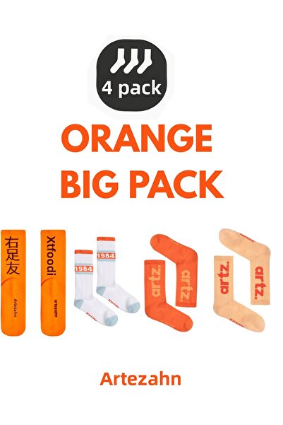 Arteziahn Orange Big Pack Unisex Lifestyle 6-Piece Sports Socks Set
