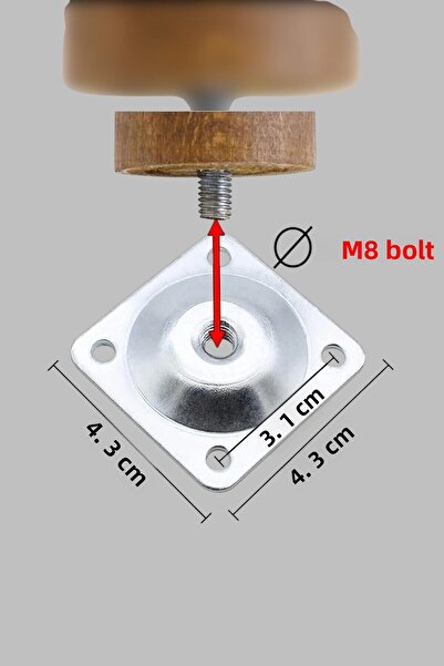 MH MiniHediye Wood (12 cm) Furniture Armchair Sofa Leg Feet Set of 4 with M8 Bolted Attachment