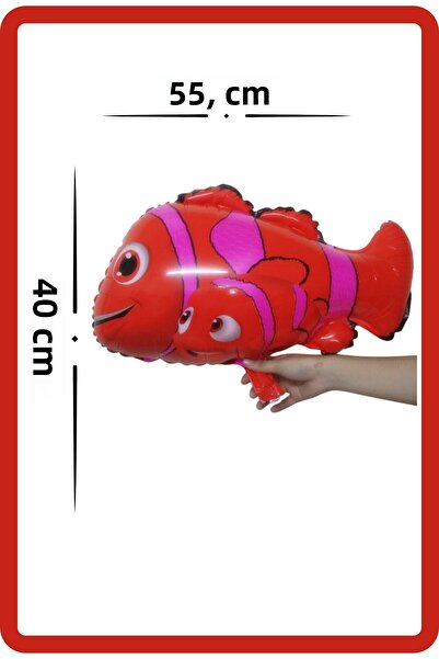 FESTİLO بالون شخصية نيمو على شكل سمكة من الفويل مقاس 55×40 سم متوافق مع الهيليوم