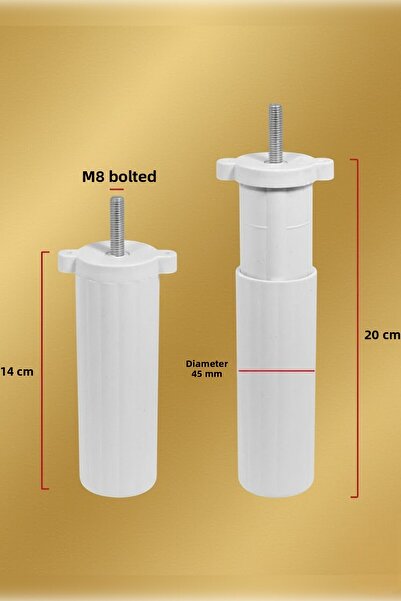 MH MiniHediye Adjustable Furniture Sofa Base Seat Support Leg M8 Bolt Adjusted White Legs 14 cm