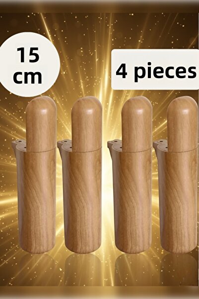 MH MiniHediye Capsule Bohemian (Premium) Furniture Sofa Tv Unit Armchair Leg Base Feet Wooden Patterned 15 cm 4 Pieces