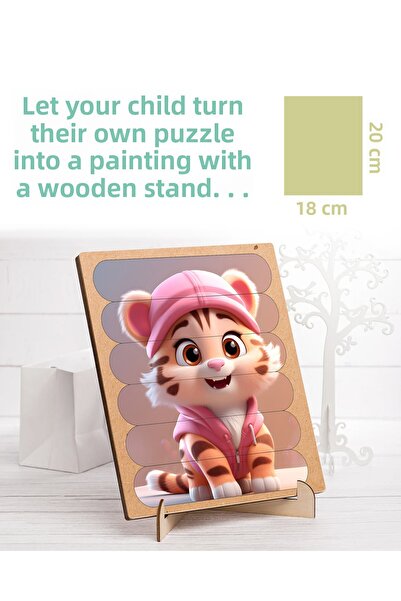 woodretro Wooden Animal Puzzle, Striped Montessori Matching Game, Fine Motor Skills for Kids