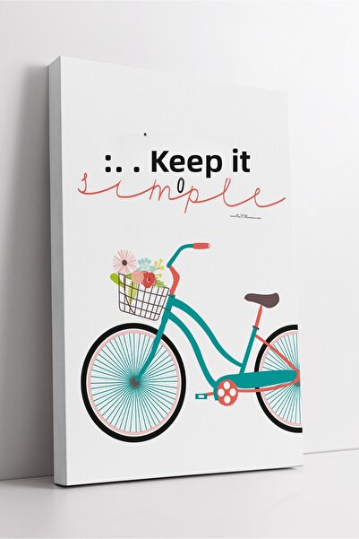 KOSS Dijital Pictură modernă pe pânză cu ilustrație de bicicletă scrisă Keep ...