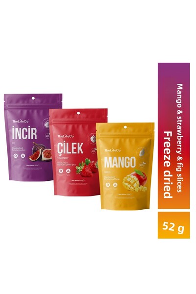 The LifeCo فواكه مجففة بالتجميد - مزيج من 3 أنواع (مانجو - تفاح - فراولة)