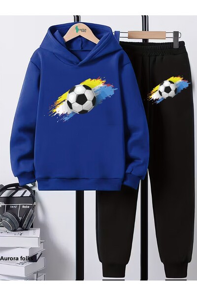 CACTUS COLLECTION Hanorac cu glugă Set de îmbrăcăminte pentru copii, din bumbac cu 3 fire, FOTBAL