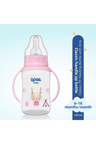 Wee Baby 744 Pp Baby Bottle with Handle 150 ml 6-18 Months - Pink