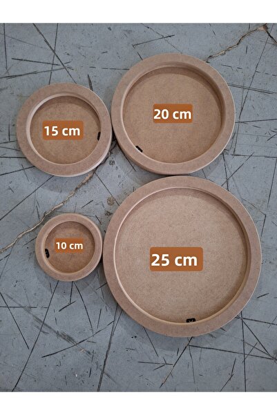 MrtAhşap Round Frame Set of 4 18 mm Raw Mdf (10-15-20-25 cm)