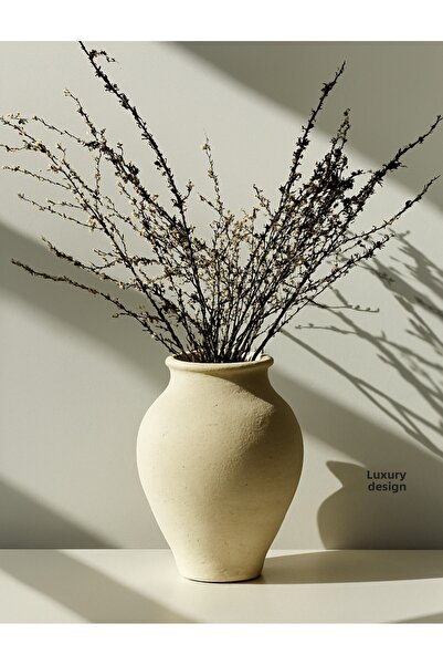 Lui Tasarım مزهرية إليني بأسلوب إسكندنافي حديث، ديكور منزلي، مزهرية من الفخار مصنوعة يدويًا، 24 سم