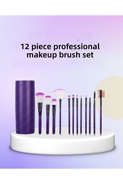 ZERO LAND Sptrns Ergonomic Handle Fiber Bristles 12-Piece Makeup Brush Set Su...