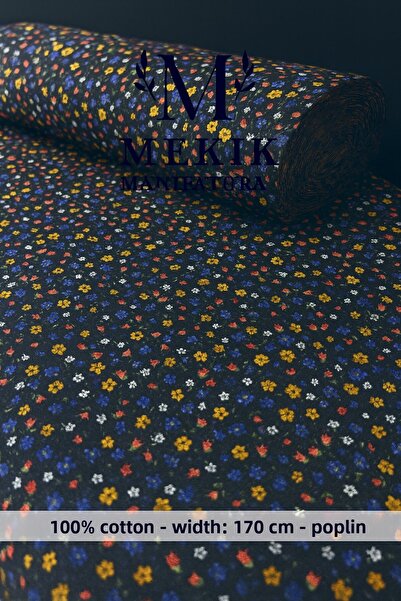 MEKİK MANİFATURA قماش بوبلين قطن 100% - عرض 170 سم - نقشة زهور