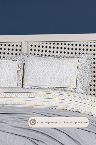 Elart Liya Duvet Cover Set Double Size Cotton 5 Pieces (200X220 cm) Gray