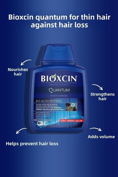 Bioxcin 300 ml 3x3 Quantum șampon pentru păr uscat și normal cu efect împotriva căderii părului
