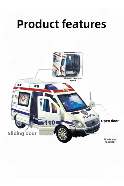 Fidan oyuncak Light and Sound Toy Police Minibus – Opening Doors, Headlights, Interior Ambiance Light