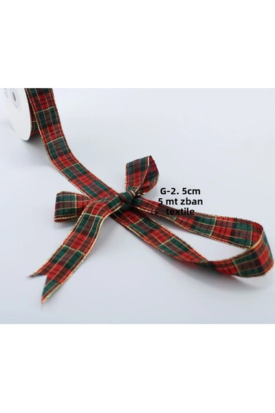 Kezban Tekstil Panglică în carouri de Crăciun 2,5 cm 5 metri