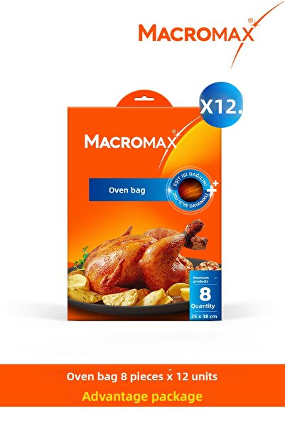 MACRO MAX أكياس فرن 25×38 سم مقاومة للحرارة 12×8 96 قطعة