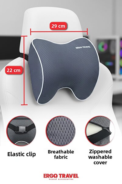 Viscofoam Grey Car Orthodox Neck Pillow Auto Visco Neck Pillow