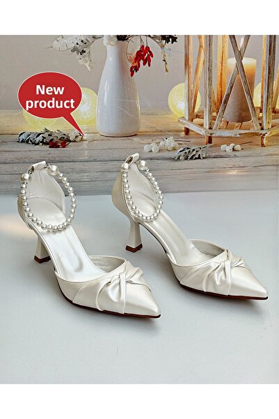 Modavien Women's 7 cm High Wedding Shoes with Pearls